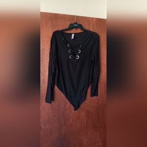 Black Bodysuit with V-Neck